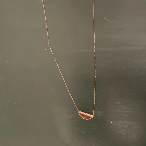 NWOT 14k rose gold and Diamond half moon pendant (.1ctw)